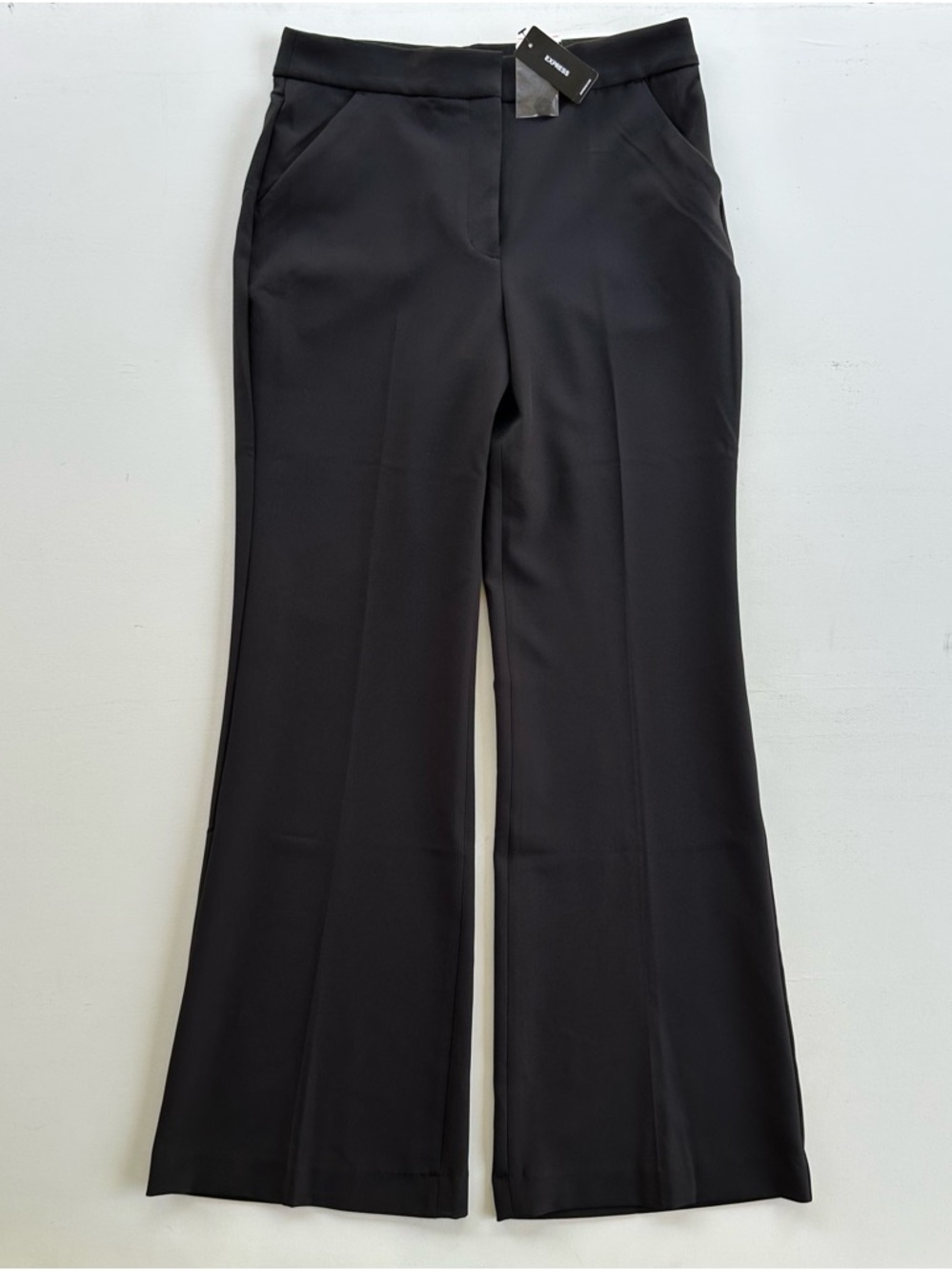 Express Editor Flare Trouser High Rise Wide Leg Dress Pants Black Women’s Size 8